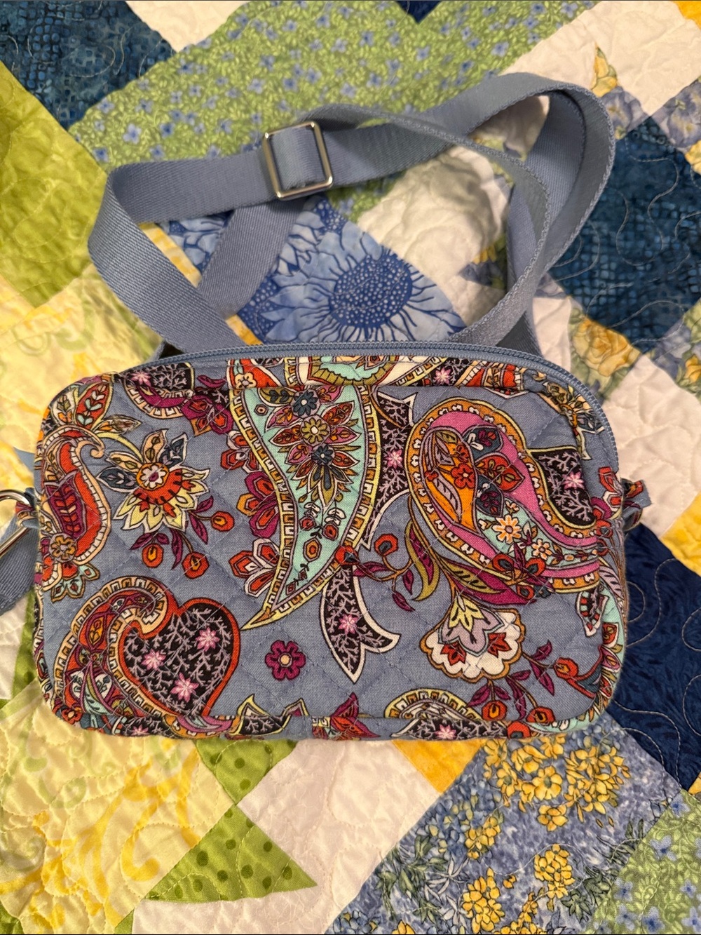 Vera Bradley Quilted Paisley Crossbody Bag in Light Blue
